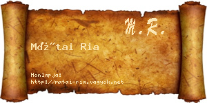 Mátai Ria névjegykártya
